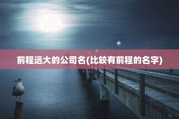 前程远大的公司名(比较有前程的名字)