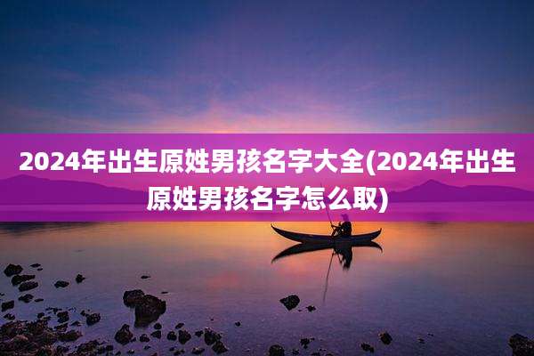 2024年出生原姓男孩名字大全(2024年出生原姓男孩名字怎么取)