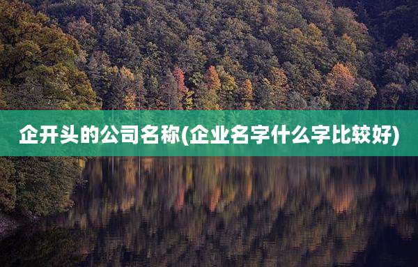 企开头的公司名称(企业名字什么字比较好)