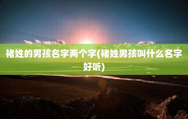 褚姓的男孩名字两个字(褚姓男孩叫什么名字好听)