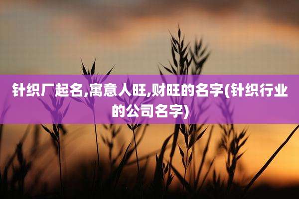 针织厂起名,寓意人旺,财旺的名字(针织行业的公司名字)