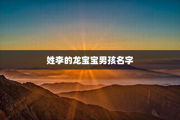 姓李的龙宝宝男孩名字