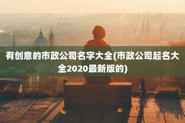 有创意的市政公司名字大全(市政公司起名大全2020最新版的)