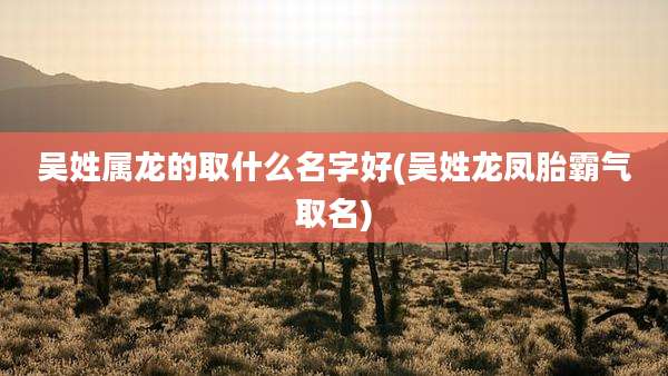 吴姓属龙的取什么名字好(吴姓龙凤胎霸气取名)