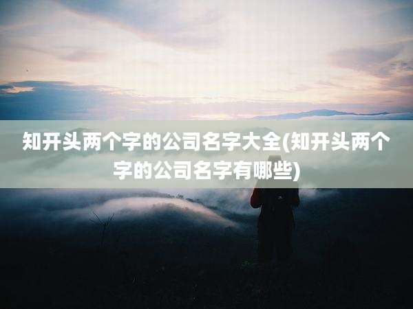 知开头两个字的公司名字大全(知开头两个字的公司名字有哪些)