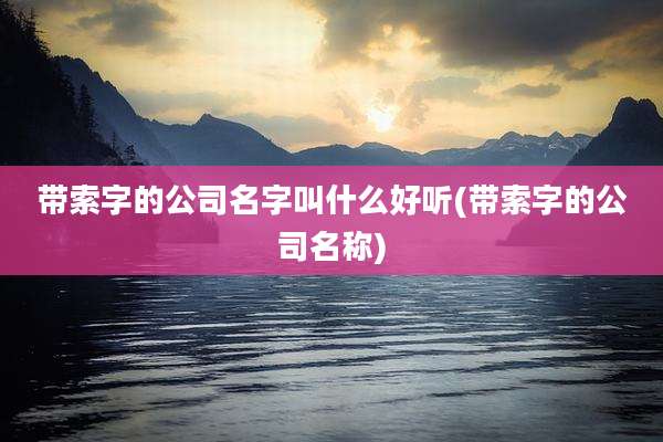 带索字的公司名字叫什么好听(带索字的公司名称)