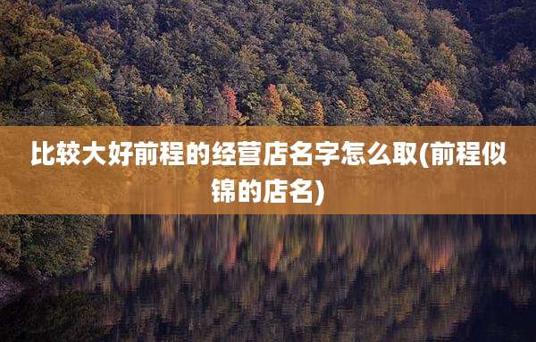 比较大好前程的经营店名字怎么取(前程似锦的店名)