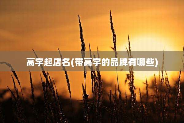 高字起店名(带高字的品牌有哪些)