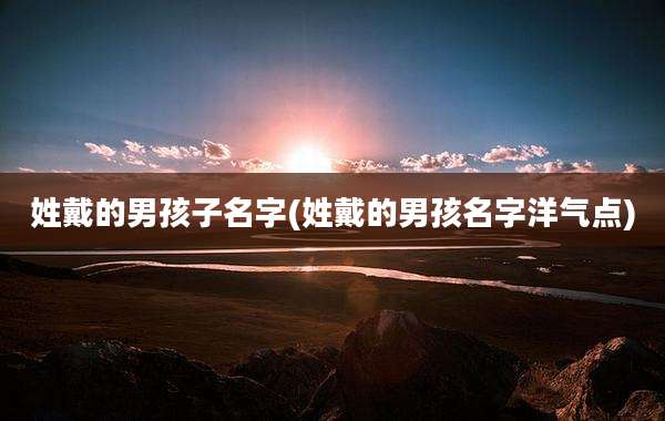 姓戴的男孩子名字(姓戴的男孩名字洋气点)