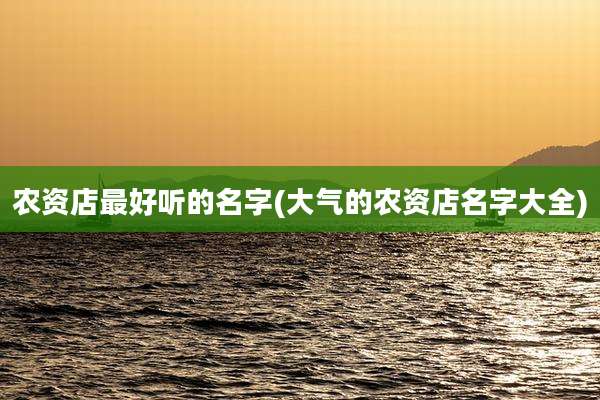 农资店最好听的名字(大气的农资店名字大全)