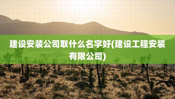 建设安装公司取什么名字好(建设工程安装有限公司)