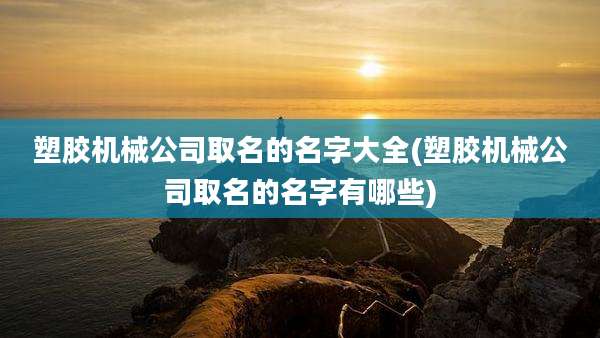 塑胶机械公司取名的名字大全(塑胶机械公司取名的名字有哪些)