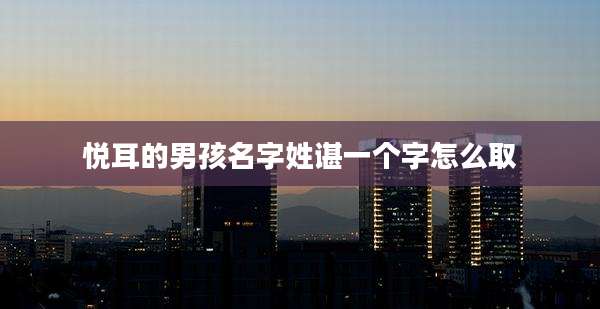 悦耳的男孩名字姓谌一个字怎么取