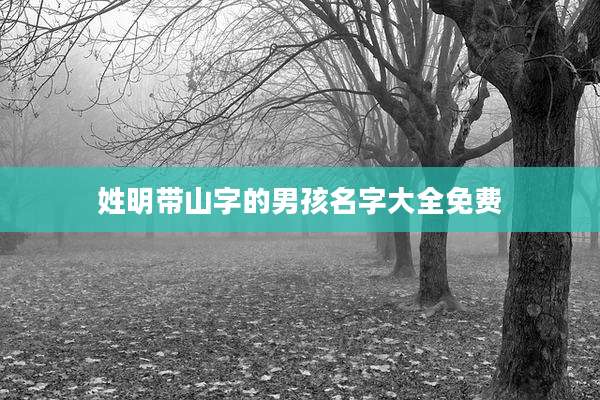 姓明带山字的男孩名字大全免费