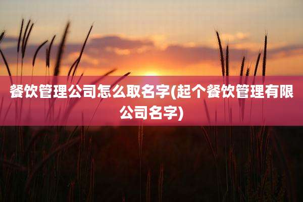 餐饮管理公司怎么取名字(起个餐饮管理有限公司名字)