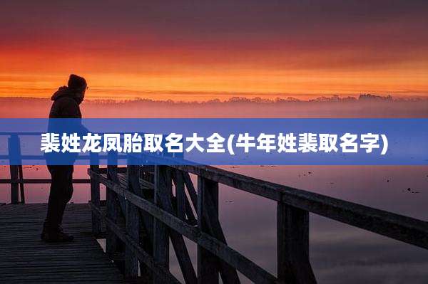 裴姓龙凤胎取名大全(牛年姓裴取名字)