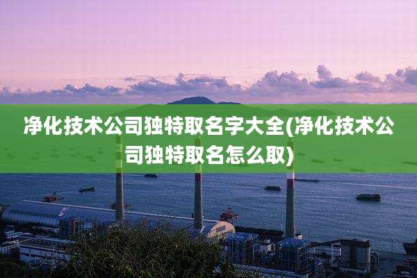净化技术公司独特取名字大全(净化技术公司独特取名怎么取)