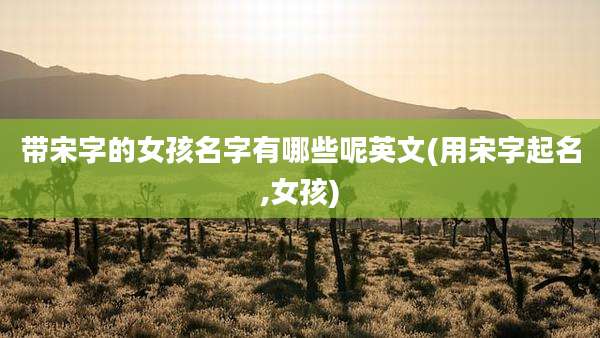 带宋字的女孩名字有哪些呢英文(用宋字起名,女孩)