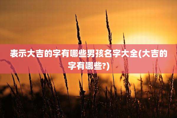 表示大吉的字有哪些男孩名字大全(大吉的字有哪些?)
