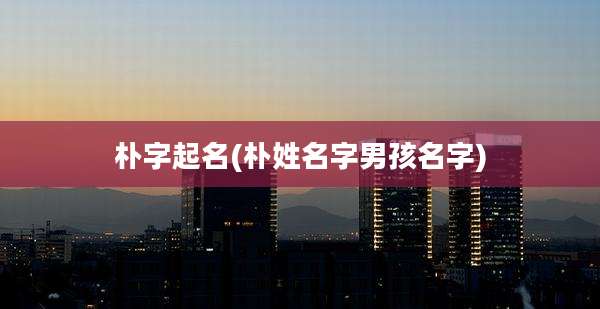 朴字起名(朴姓名字男孩名字)