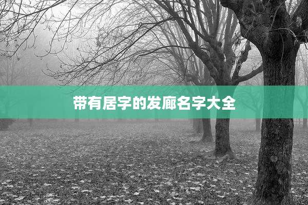 带有居字的发廊名字大全