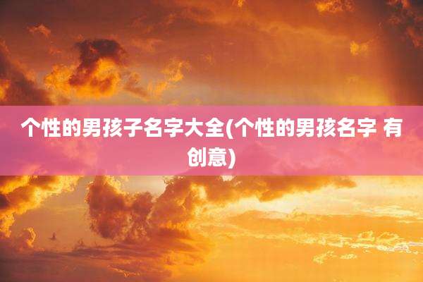 个性的男孩子名字大全(个性的男孩名字 有创意)