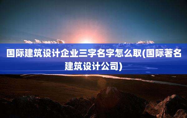 国际建筑设计企业三字名字怎么取(国际著名建筑设计公司)