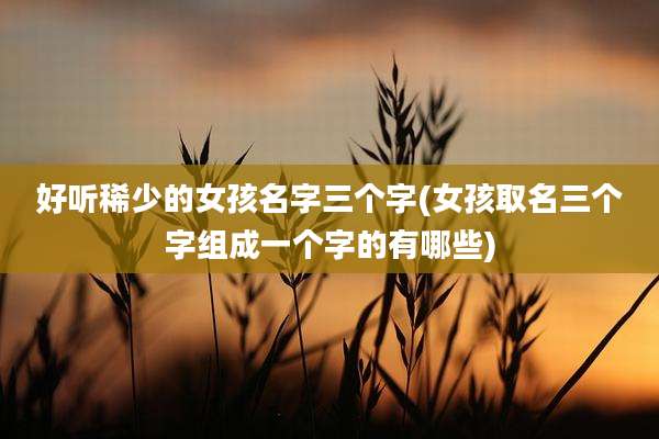 好听稀少的女孩名字三个字(女孩取名三个字组成一个字的有哪些)