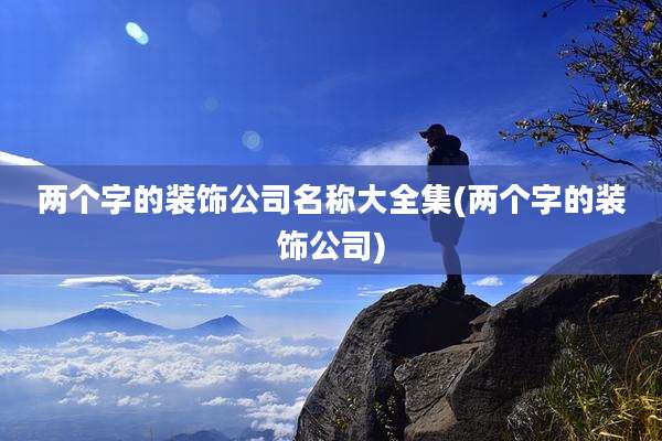 两个字的装饰公司名称大全集(两个字的装饰公司)