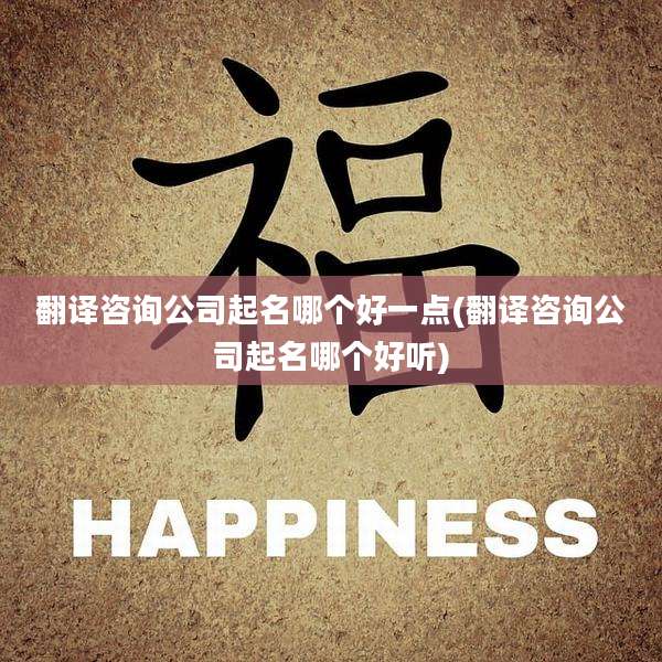 翻译咨询公司起名哪个好一点(翻译咨询公司起名哪个好听)
