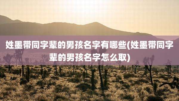 姓墨带同字辈的男孩名字有哪些(姓墨带同字辈的男孩名字怎么取)