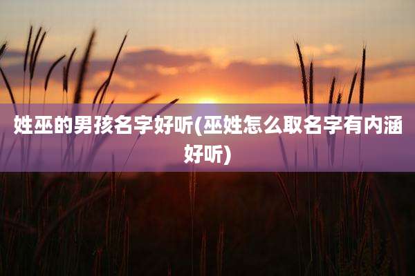 姓巫的男孩名字好听(巫姓怎么取名字有内涵好听)