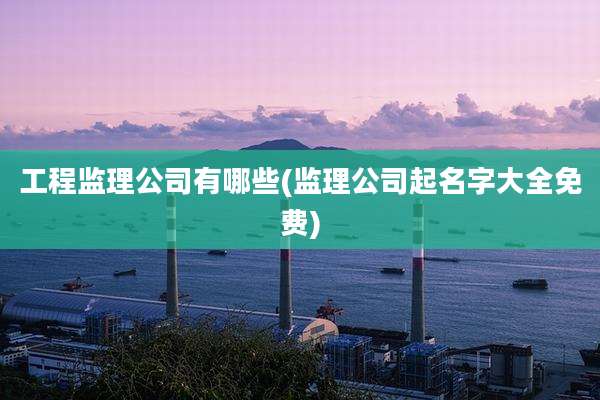 工程监理公司有哪些(监理公司起名字大全免费)
