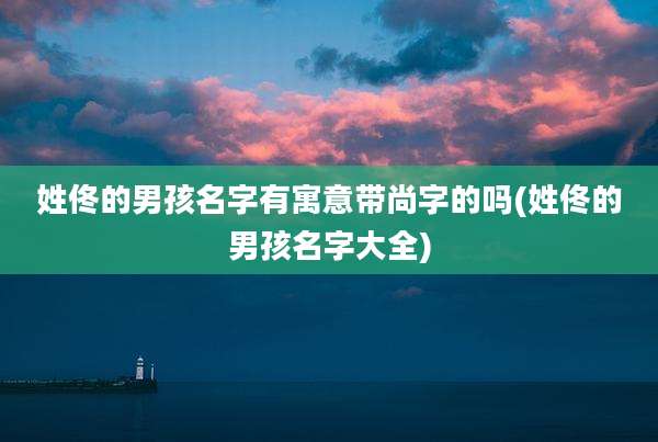 姓佟的男孩名字有寓意带尚字的吗(姓佟的男孩名字大全)