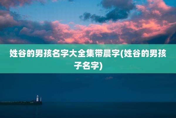 姓谷的男孩名字大全集带晨字(姓谷的男孩子名字)