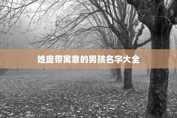 姓庞带寓意的男孩名字大全