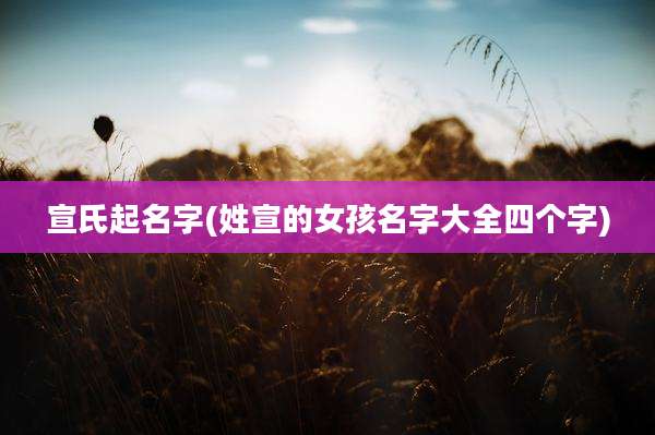 宣氏起名字(姓宣的女孩名字大全四个字)