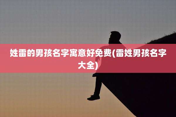 姓雷的男孩名字寓意好免费(雷姓男孩名字大全)