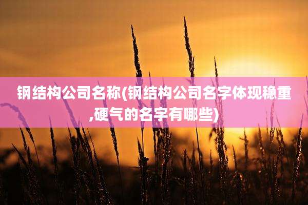 钢结构公司名称(钢结构公司名字体现稳重,硬气的名字有哪些)
