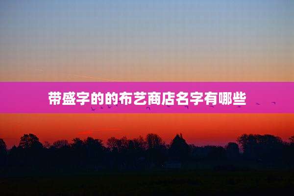 带盛字的的布艺商店名字有哪些