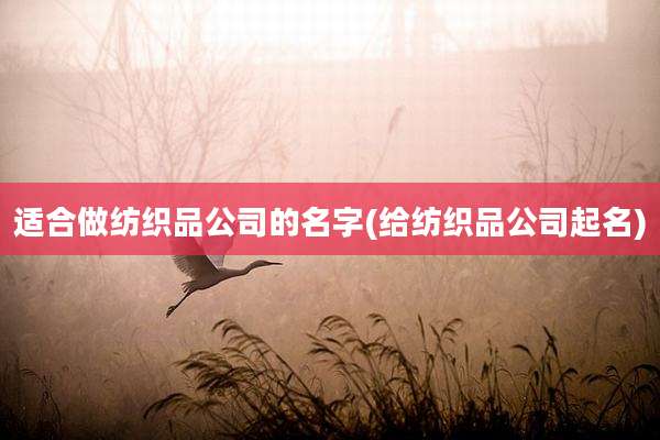 适合做纺织品公司的名字(给纺织品公司起名)