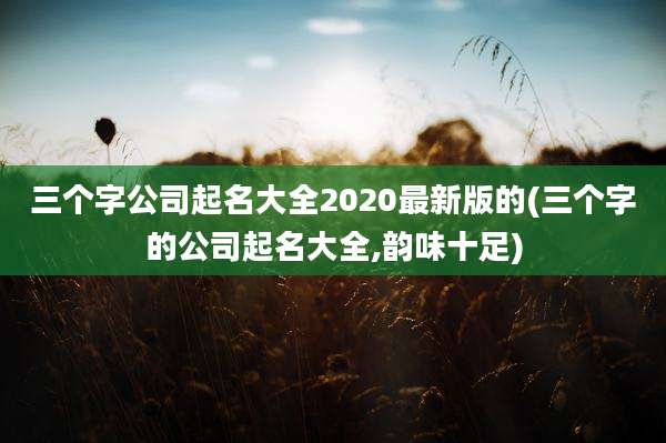 三个字公司起名大全2020最新版的(三个字的公司起名大全,韵味十足)