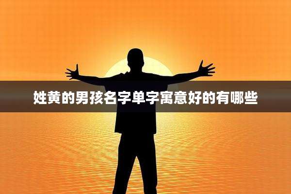 姓黄的男孩名字单字寓意好的有哪些