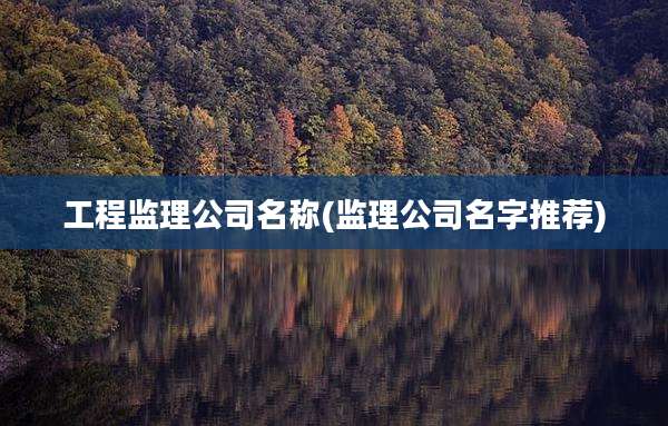 工程监理公司名称(监理公司名字推荐)
