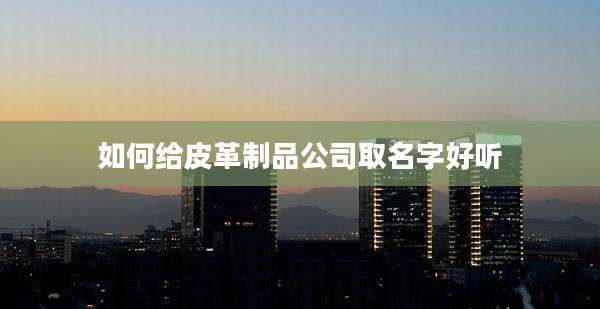 如何给皮革制品公司取名字好听