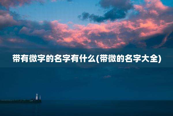 带有微字的名字有什么(带微的名字大全)
