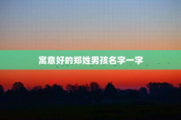 寓意好的郑姓男孩名字一字