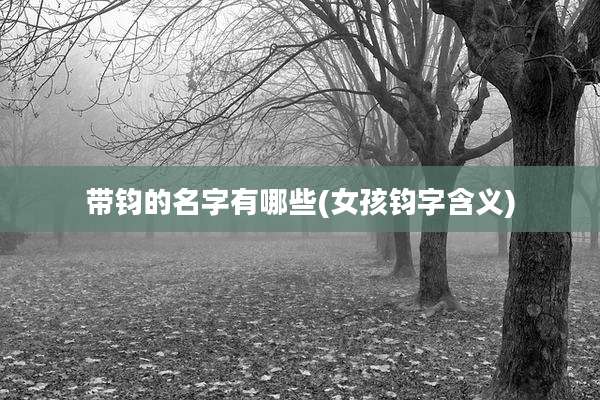 带钧的名字有哪些(女孩钧字含义)