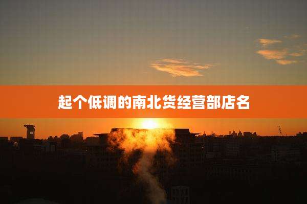 起个低调的南北货经营部店名
