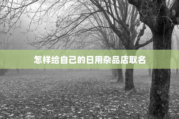 怎样给自己的日用杂品店取名